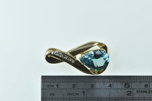 Load image into Gallery viewer, 14K Pear Blue Topaz White Sapphire Vintage Statement Pendant Yellow Gold