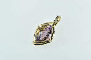 14K Faceted Amethyst Diamond Accent Statement Pendant Yellow Gold