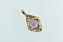 Load image into Gallery viewer, 14K Faceted Amethyst Diamond Accent Statement Pendant Yellow Gold