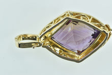 Load image into Gallery viewer, 14K Faceted Amethyst Diamond Accent Statement Pendant Yellow Gold