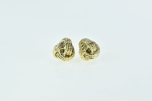 14K Vintage Textured Knot Twist Statement Stud Earrings Yellow Gold