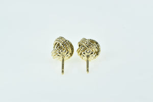 14K Vintage Textured Knot Twist Statement Stud Earrings Yellow Gold