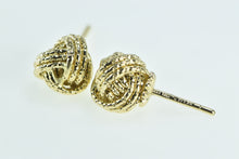 Load image into Gallery viewer, 14K Vintage Textured Knot Twist Statement Stud Earrings Yellow Gold