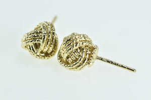 14K Vintage Textured Knot Twist Statement Stud Earrings Yellow Gold