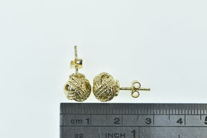 14K Vintage Textured Knot Twist Statement Stud Earrings Yellow Gold