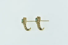 Load image into Gallery viewer, 14K Oval Emerald Diamond Halo Vintage Stud Earrings Yellow Gold