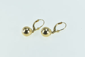 14K 9.5mm Vintage Ball Sphere Dangle Statement Earrings Yellow Gold