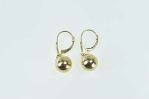 14K 9.5mm Vintage Ball Sphere Dangle Statement Earrings Yellow Gold