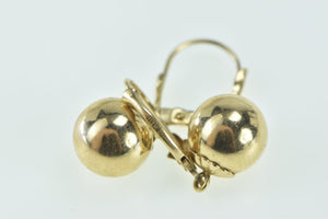 14K 9.5mm Vintage Ball Sphere Dangle Statement Earrings Yellow Gold