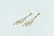 Load image into Gallery viewer, 14K Baroque Pearl Beaded Fringe Tassel Dangle Earrings Yellow Gold