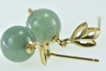 Load image into Gallery viewer, 14K 8.3mm Jade Ball Sphere Bead Dangle Statement Earrings Yellow Gold