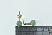 Load image into Gallery viewer, 14K 8.3mm Jade Ball Sphere Bead Dangle Statement Earrings Yellow Gold