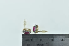 Load image into Gallery viewer, 10K Emerald Cut Syn. Ruby Diamond Vintage Stud Earrings Yellow Gold