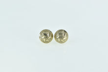 Load image into Gallery viewer, Sterling Silver Round Gold Plated Diamond Cut Domed Stud Earrings