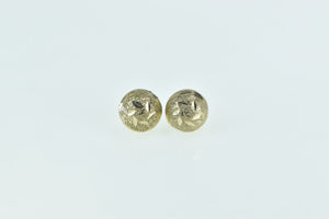 Sterling Silver Round Gold Plated Diamond Cut Domed Stud Earrings