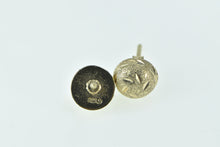 Load image into Gallery viewer, Sterling Silver Round Gold Plated Diamond Cut Domed Stud Earrings