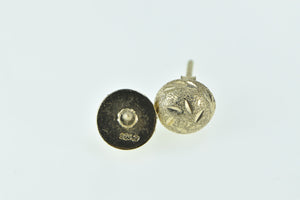 Sterling Silver Round Gold Plated Diamond Cut Domed Stud Earrings