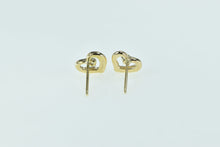 Load image into Gallery viewer, 14K Heart Love Symbol Diamond Inset Classic Stud Earrings Yellow Gold