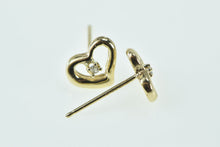 Load image into Gallery viewer, 14K Heart Love Symbol Diamond Inset Classic Stud Earrings Yellow Gold