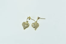 Load image into Gallery viewer, 14K Heart Love Symbol Dangle Vine Accent Earrings Yellow Gold