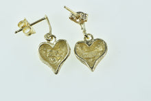 Load image into Gallery viewer, 14K Heart Love Symbol Dangle Vine Accent Earrings Yellow Gold