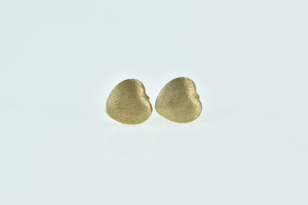 14K Satin Finish Heart Love Symbol Stud Earrings Yellow Gold