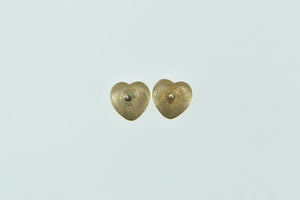 14K Satin Finish Heart Love Symbol Stud Earrings Yellow Gold