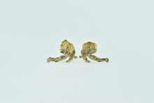 Load image into Gallery viewer, 14K Cupid Baby Cherub Guardian Angel Stud Earrings Yellow Gold