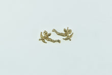 Load image into Gallery viewer, 14K Cupid Baby Cherub Guardian Angel Stud Earrings Yellow Gold