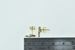 14K Cupid Baby Cherub Guardian Angel Stud Earrings Yellow Gold