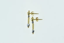 Load image into Gallery viewer, 14K Two Tone Vintage Dangle Disco Ball Bar Earrings Yellow Gold