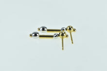 Load image into Gallery viewer, 14K Two Tone Vintage Dangle Disco Ball Bar Earrings Yellow Gold