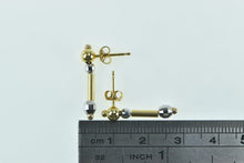 Load image into Gallery viewer, 14K Two Tone Vintage Dangle Disco Ball Bar Earrings Yellow Gold