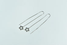 Load image into Gallery viewer, 14K Vintage Diamond Star Dangle Chain Through Ear Earrings White Gold