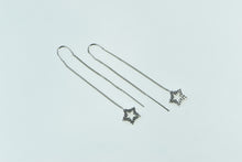 Load image into Gallery viewer, 14K Vintage Diamond Star Dangle Chain Through Ear Earrings White Gold