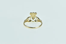 Load image into Gallery viewer, 14K Emerald Claddagh Celtic Traditional Loyalty Ring Yellow Gold