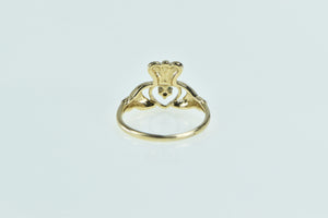 14K Emerald Claddagh Celtic Traditional Loyalty Ring Yellow Gold