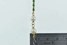 Load image into Gallery viewer, 18K Vintage 6.3nm Pearl Beaded Enamel Twist Bar Necklace 20.5&quot; Yellow Gold