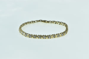 10K 0.90 Ctw Diamond X Link Criss Cross Tennis Bracelet 7.25" Yellow Gold