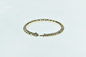 10K 0.90 Ctw Diamond X Link Criss Cross Tennis Bracelet 7.25" Yellow Gold