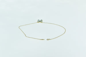 10K Blue Topaz Flower Cluster Cable Chain Bracelet 10" Yellow Gold