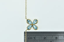 Load image into Gallery viewer, 10K Blue Topaz Flower Cluster Cable Chain Bracelet 10&quot; Yellow Gold