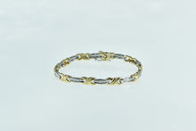 Load image into Gallery viewer, 10K 1.50 Ctw Baguette Diamond X Two Tone Tennis Bracelet 7&quot; White Gold