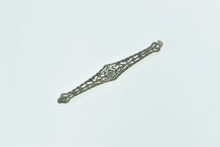 Load image into Gallery viewer, 14K Art Deco Diamond Filigree Ornate Bar Pin/Brooch White Gold