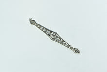 Load image into Gallery viewer, 14K Art Deco Diamond Filigree Ornate Bar Pin/Brooch White Gold