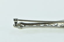 Load image into Gallery viewer, 14K Art Deco Diamond Filigree Ornate Bar Pin/Brooch White Gold