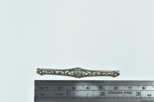 Load image into Gallery viewer, 14K Art Deco Diamond Filigree Ornate Bar Pin/Brooch White Gold