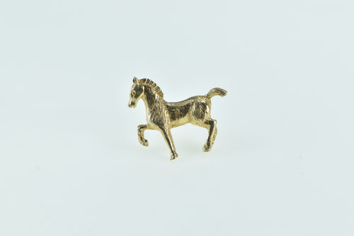 14K Prancing Horse Pony Equestrian Lapel Pin/Brooch Yellow Gold