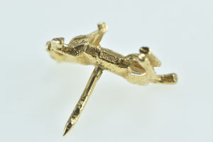 14K Prancing Horse Pony Equestrian Lapel Pin/Brooch Yellow Gold