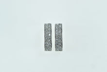 Load image into Gallery viewer, 14K 0.72 Ctw Pave Diamond Oval Statement Hoop Earrings White Gold